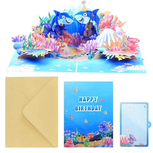 Uqezagpa Handgefertigte Popup Grußkarte Unterwasser Szene Designs Einladungskarte Häuser Dekoration Geschenk Für Geburtstagsfeier Ozean Thema Popup Gruß von Uqezagpa