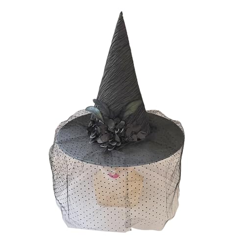 Uqezagpa Hexenhut mit Spitze und übergroßer Krempe, Zaubererhut für Rollenspiel-Outfits, elegantes, schönes Hexen-Halloween-Kostüm Uqezagpa Hexenhut mit Spitze und übergroßer Krempe, Zaubererhut für Rollenspiel-Outfits, elegantes, schönes Hexen-Halloween-Kostüm von Uqezagpa