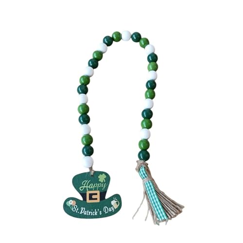 Uqezagpa Holzperlen, StPatrick's Day, Dekoration, Holzperlen, Schnur, Hut, Wandaufhänger, grüne Dekoration, irische Perle Uqezagpa Holzperlen, StPatrick's Day, Dekoration, Holzperlen, Schnur, Hut, Wandaufhänger, grüne Dekoration, irische Perle von Uqezagpa
