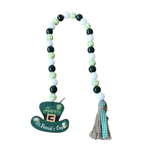 Uqezagpa Holzperlen, StPatrick's Day, Dekoration, Holzperlen, Schnur, Hut, Wandaufhänger, grüne Dekoration, irische Perle Uqezagpa Holzperlen, StPatrick's Day, Dekoration, Holzperlen, Schnur, Hut, Wandaufhänger, grüne Dekoration, irische Perle von Uqezagpa