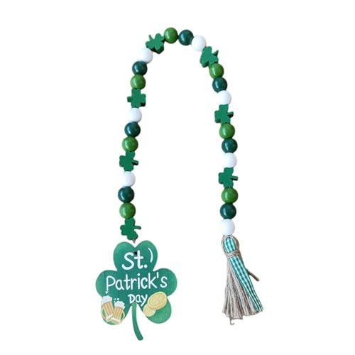 Uqezagpa Holzperlen, StPatrick's Day, Dekoration, Holzperlen, Schnur, Hut, Wandaufhänger, grüne Dekoration, irische Perle Uqezagpa Holzperlen, StPatrick's Day, Dekoration, Holzperlen, Schnur, Hut, Wandaufhänger, grüne Dekoration, irische Perle von Uqezagpa