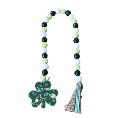 Uqezagpa Holzperlen, StPatrick's Day, Dekoration, Holzperlen, Schnur, Hut, Wandaufhänger, grüne Dekoration, irische Perle von Uqezagpa