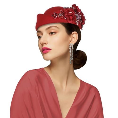 Uqezagpa Klassische Baskenmütze, mit Schmucksteinen, 11 verschiedene Farben, leichte Konstruktion für Reisen, Events und lässige Outfits, Party und lässiges Schmuck-Accessoire von Uqezagpa