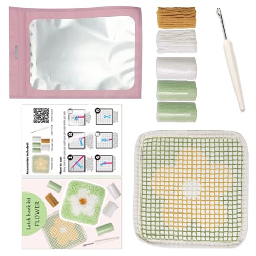 Uqezagpa Knüpfhaken-Set, Blumen-Untersetzer, Häkelset, Untersetzer, Bastelset, Knüpfhaken, Stickerei-Set von Uqezagpa