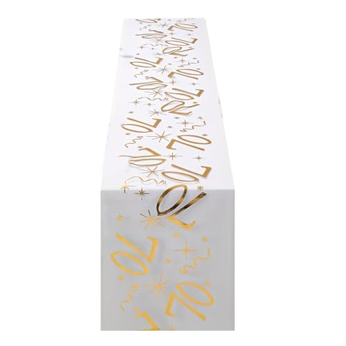 Uqezagpa Luxurys Tischläufer für Geburtstag, elegante Dekoration mit goldfarbenem Rand, Dekoration für Jahrestage, Feiern, Meilensteine für Erwachsene Uqezagpa Luxurys Tischläufer für Geburtstag, elegante Dekoration mit goldfarbenem Rand, Dekoration für Jahrestage, Feiern, Meilensteine für Erwachsene von Uqezagpa