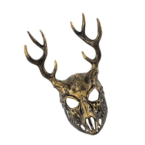 Uqezagpa Maskerade Geweih Hirschkopf Halloween Party Vollgesicht Rentier für Geweih Maskerade Halloween Hirsch Kopf für Cosplay von Uqezagpa