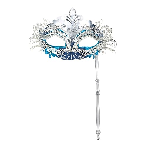 Uqezagpa Maskerade Halloween-Kostüm, Partybälle, Abschlussball mit Stab, halbes Gesicht, für Erwachsene und Kinder, halbes Gesicht von Uqezagpa