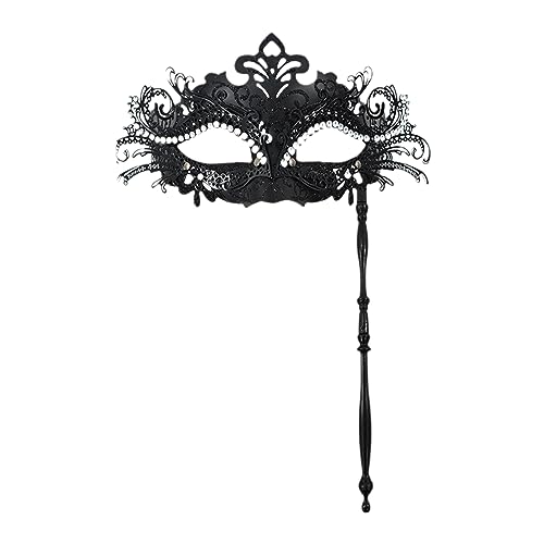 Uqezagpa Maskerade Halloween-Kostüm, Partybälle, Abschlussball mit Stab, halbes Gesicht, für Erwachsene und Kinder, halbes Gesicht von Uqezagpa