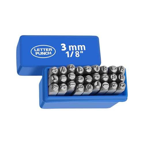 Uqezagpa Metallstempel-Set, 3–8 mm, Stahl, Metall, Stempel-Set, Buchstabenstempel-Set für Schmuckherstellung, Handstempel, 27-teilig von Uqezagpa