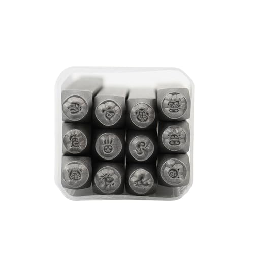 Uqezagpa Metallstempel-Set, 3 mm, Herz- und Tierstempel-Set, Stanzwerkzeug zum Bedrucken von Metall, Leder, 12 Stück von Uqezagpa