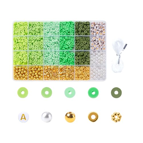 Uqezagpa Perlen-Set, Bastelperlen, runde Abstandshalter, Tonperlen, Schmuckperlen, Buchstabenperlen für Armbänder, Schmuck von Uqezagpa