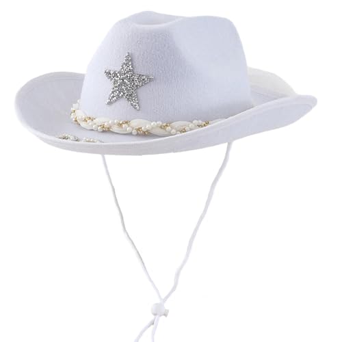 Uqezagpa Rodeos-Hut mit Schmucksteinen besetzt, schwerer Kristall, Panama-Hut, Überraschungsgeschenke für Mädchen, Jungen, Braut, für Karneval, Musik-Festivals, Hüte, Herren von Uqezagpa