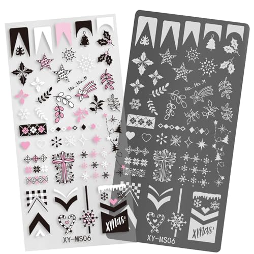 Uqezagpa Schablonen-Set für Weihnachtsnägel, Schablonen-Set, Schneeflocken-Nägel, schöne Hirsch-Maniküre-Schablone Uqezagpa Schablonen-Set für Weihnachtsnägel, Schablonen-Set, Schneeflocken-Nägel, schöne Hirsch-Maniküre-Schablone von Uqezagpa