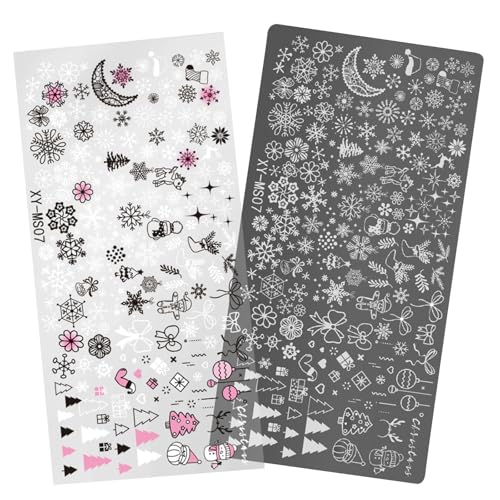 Uqezagpa Schablonen-Set für Weihnachtsnägel, Schablonen-Set, Schneeflocken-Nägel, schöne Hirsch-Maniküre-Schablone Uqezagpa Schablonen-Set für Weihnachtsnägel, Schablonen-Set, Schneeflocken-Nägel, schöne Hirsch-Maniküre-Schablone von Uqezagpa