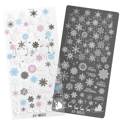 Uqezagpa Schablonen-Set für Weihnachtsnägel, Schablonen-Set, Schneeflocken-Nägel, schöne Hirsch-Maniküre-Schablone von Uqezagpa
