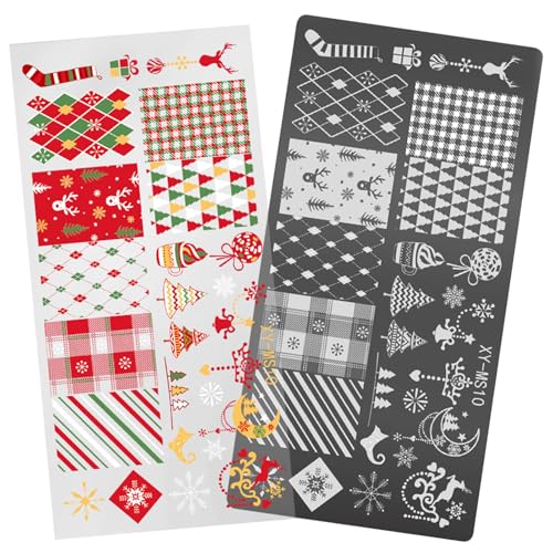 Uqezagpa Schablonen-Set für Weihnachtsnägel, Schablonen-Set, Schneeflocken-Nägel, schöne Hirsch-Maniküre-Schablone Uqezagpa Schablonen-Set für Weihnachtsnägel, Schablonen-Set, Schneeflocken-Nägel, schöne Hirsch-Maniküre-Schablone von Uqezagpa