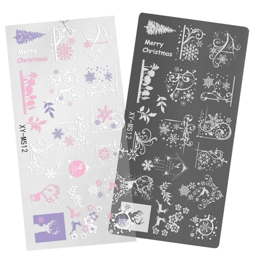 Uqezagpa Schablonen-Set für Weihnachtsnägel, Schablonen-Set, Schneeflocken-Nägel, schöne Hirsch-Maniküre-Schablone Uqezagpa Schablonen-Set für Weihnachtsnägel, Schablonen-Set, Schneeflocken-Nägel, schöne Hirsch-Maniküre-Schablone von Uqezagpa