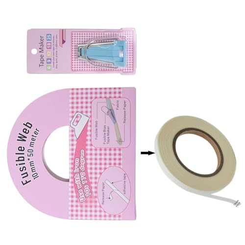 Uqezagpa Schmelzbares Schrägband mit schmelzbarem Schrägbandformer (Größe 1/4 Zoll, 3/8 Zoll, 1/2 Zoll, 3/4 Zoll, 2,5 cm) zum Nähen von Uqezagpa
