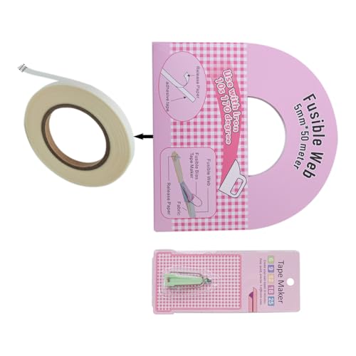 Uqezagpa Schmelzbares Schrägband mit schmelzbarem Schrägbandformer (Größe 1/4 Zoll, 3/8 Zoll, 1/2 Zoll, 3/4 Zoll, 2,5 cm) zum Nähen von Uqezagpa