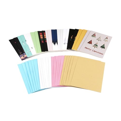 Uqezagpa Set mit 24 Weihnachtsgrußkarten-Set, Weihnachtsgrußkarten-Set mit bunten Umschlägen für den Urlaub von Uqezagpa