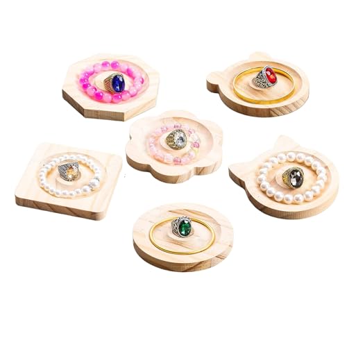 Uqezagpa Set mit 6 künstlerischen runden Holzperlen zur Schmuckherstellung zum Basteln und Präsentieren von Armbändern von Uqezagpa
