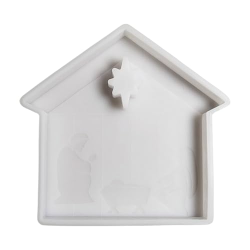Uqezagpa Silikonformen mit Krippenmotiv für Epoxidharz, Kerzenherstellung, Hausform, Gips-Silikonformen, Fondant, Silikon von Uqezagpa