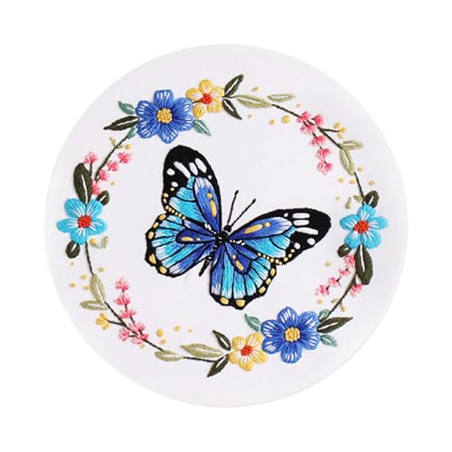 Uqezagpa Stickset mit Schmetterlings-Blumenmuster, Stickerei-Set, Kreuzstich-Set, Stickerei-Starter-Kits, Stickerei Uqezagpa Stickset mit Schmetterlings-Blumenmuster, Stickerei-Set, Kreuzstich-Set, Stickerei-Starter-Kits, Stickerei von Uqezagpa