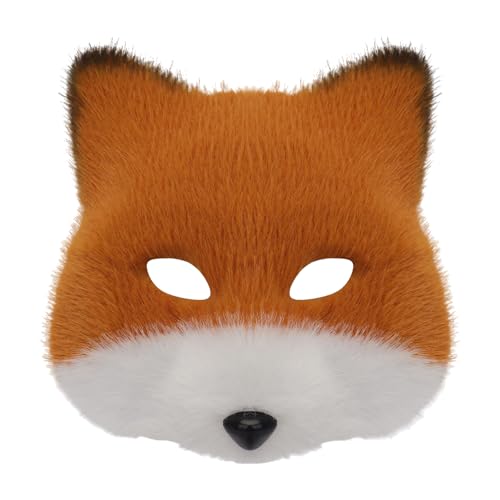 Uqezagpa Tier-Füchse, Wolf, Plüschkatzen, halbes Gesicht, Augenmaske, Cosplay, Halloween, Kostüm, Requisiten für Maskeraden, Karneval, Halloween, Cosplay-Kostüm von Uqezagpa