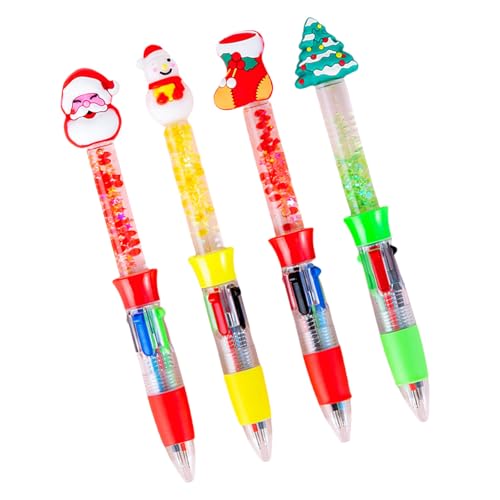 Uqezagpa Weihnachts-Kugelschreiber, 4-farbig, einziehbar, mehrfarbig, zum Schreiben, Notizen, Farbkodierung, Weihnachtsstifte, 4 Stück Uqezagpa Weihnachts-Kugelschreiber, 4-farbig, einziehbar, mehrfarbig, zum Schreiben, Notizen, Farbkodierung, Weihnachtsstifte, 4 Stück von Uqezagpa