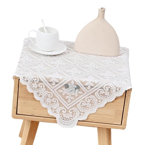 Uqezagpa Weißer Spitzen-Tischläufer, Heimverzierung, Tischdecke, Schrankabdeckungen für Nachttische, elegante Heimtextilien Uqezagpa Weißer Spitzen-Tischläufer, Heimverzierung, Tischdecke, Schrankabdeckungen für Nachttische, elegante Heimtextilien von Uqezagpa