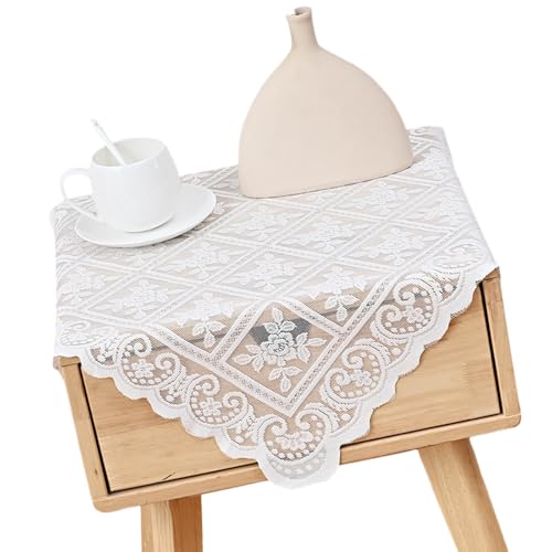 Uqezagpa Weißer Spitzen-Tischläufer, Heimverzierung, Tischdecke, Schrankabdeckungen für Nachttische, elegante Heimtextilien Uqezagpa Weißer Spitzen-Tischläufer, Heimverzierung, Tischdecke, Schrankabdeckungen für Nachttische, elegante Heimtextilien von Uqezagpa