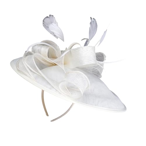 Uqezagpa Zarter Derby-Kopfschmuck aus Netzstoff mit abnehmbarem Stirnband, gefiedert und Clip-Design, Haarschmuck für Teepartys, Brautveranstaltungen, eleganter Netzhut für Hochzeitsfeiern von Uqezagpa