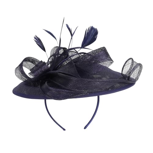 Uqezagpa Zarter Derby-Kopfschmuck aus Netzstoff mit abnehmbarem Stirnband, gefiedert und Clip-Design, Haarschmuck für Teepartys, Brautveranstaltungen, eleganter Netzhut für Hochzeitsfeiern von Uqezagpa