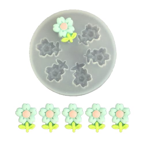 Wiederverwendbares Kuchendekorationswerkzeug, 4 Blumen-Silikonformen für Süßigkeitenherstellung und Blumen-Designs, flexibler Fondant Wiederverwendbares Kuchendekorationswerkzeug, 4 Blumen-Silikonformen für Süßigkeitenherstellung und Blumen-Designs, flexibler Fondant von Uqezagpa