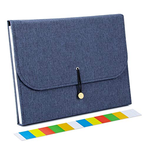 Uquelic Dokumentenmappe, ausziehbar, aus Oxford, mit 13 Taschen, Briefformat, A4, Akkordeon, Dokument (blau) von Uquelic