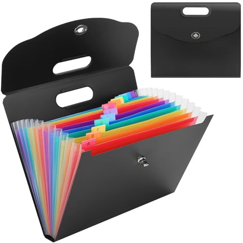 Uquelic Fächermappe A4 mit Griff, Tragbar Dokumentenmappe Mit 13 Fächer, Ordner A4/Aktenordner/OrdnungsmappeA4/Dokumententasche/Mappe Organizer Für Büro Hause Schule Dokumente, Schwarz Uquelic Fächermappe A4 mit Griff, Tragbar Dokumentenmappe Mit 13 Fächer, Ordner A4/Aktenordner/OrdnungsmappeA4/Dokumententasche/Mappe Organizer Für Büro Hause Schule Dokumente, Schwarz von Uquelic