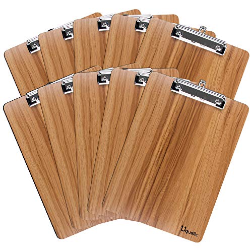 Uquelic Klemmbrett/Schreibbrett/Clipboard A4-10Pcs Klemmbretter A4 Eleganz Luxus Holzmaserung Abgerundete Ecken Zwischenablage mit Robustem Clip und Loch Zum Aufhängen von Uquelic