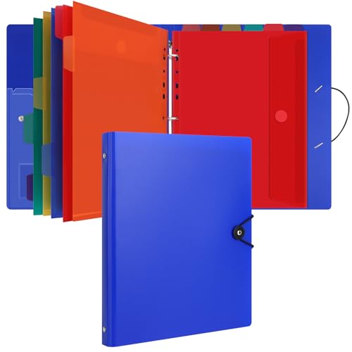 Uquelic Dokumentenmappe A4 zum Abheften, Ringordner A4 Schmal mit 12er Kunststoff Dokumententasche (6 Farben), Wasserdicht Ordner Organizer - Blau von Uquelic