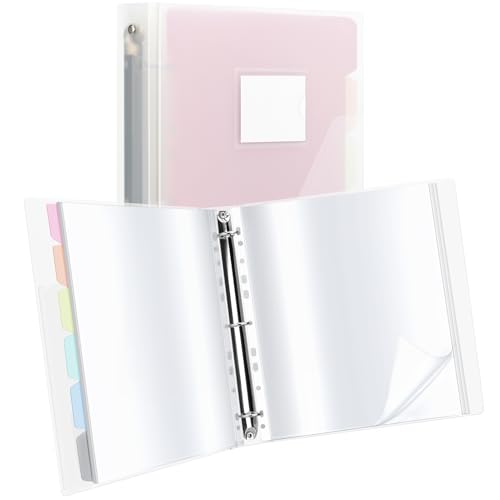 Uquelic Präsentationsbuch, Ringbücher mit 50 klarsichthüllen A4 glasklar (50 Mikron) und 6 Macaron-Farbe PP-Trennblättern, Ordner Organizer für Dokumente, Urkunden, Portfolio, Transparente von Uquelic