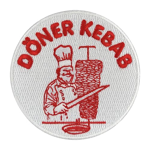 Urbanski Patch Döner Kebab Köftespieß Dönermann Chef (mit oder ohne scharf) zum Aufbügeln 8,4 x 8,4 cm | Aufnäher Applikation Bügelbild von Urbanski