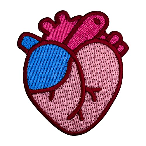 Urbanski Patch anatomisches Herz in rosa und blau zum Aufbügeln 6,7 x 5,8 cm | Aufnäher Applikation Bügelbild von Urbanski