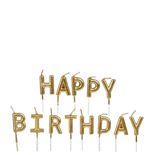 URBAN LIVING - DESIGNKERZE HAPPY BIRTHDAY 2 FARBEN GOLD UND SILBER von Urban Living