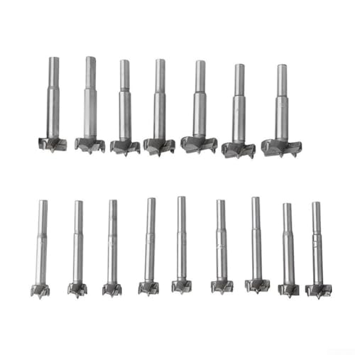 UrbanHui Spaten Holzbohrer-Set, 15 mm - 35 mm, für präzises Bohren, saubere Einstiegsschnitte, 16-teilig von UrbanHui