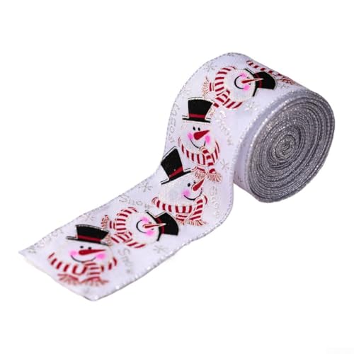 UrbanHui Weihnachtsbaum-Dekoband, bunt, festliches Bastelzubehör für Geschenkverpackungen, Heimwerker, Urlaubsprojekte, 5 m, Leinendrahtband (Schneemann-Stile) von UrbanHui