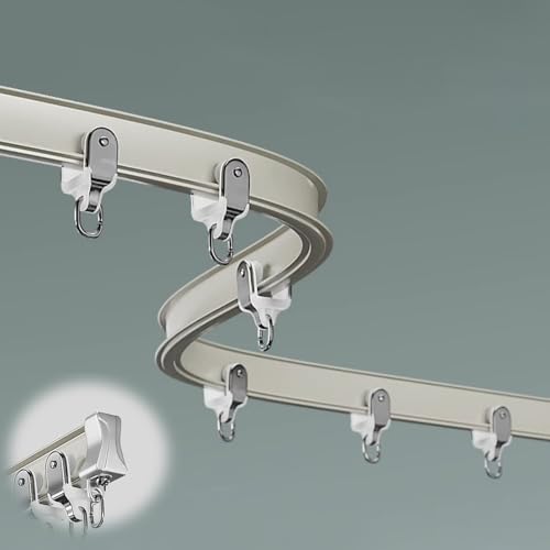 UrbanUp Gardinenschiene Deckenmontierte Vorhangschiene mit Stopper, Flexible Vorhangstange mit Rollen, Hochleistungs-Aluminium-Vorhangschienen für Hotels/Villen(White,8m(26.2ft)) von UrbanUp