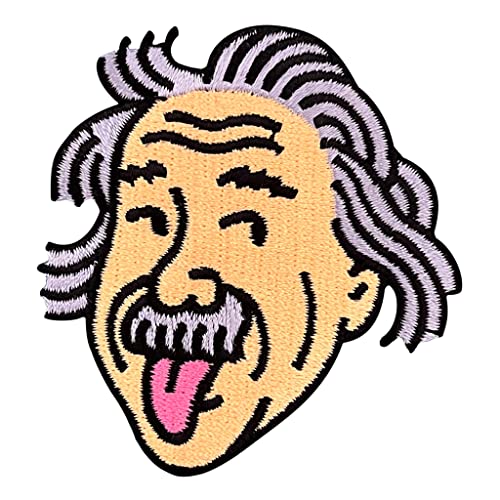 Urbanski Patch Albert Einstein zeigt Zunge zum Aufbügeln 6,5 x 6 cm | Aufnäher Applikation Bügelbild von Urbanski