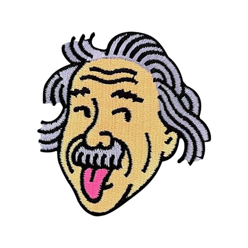 Urbanski Patch Albert Einstein zeigt Zunge zum Aufbügeln 6,5 x 6 cm | Aufnäher Applikation Bügelbild von Urbanski