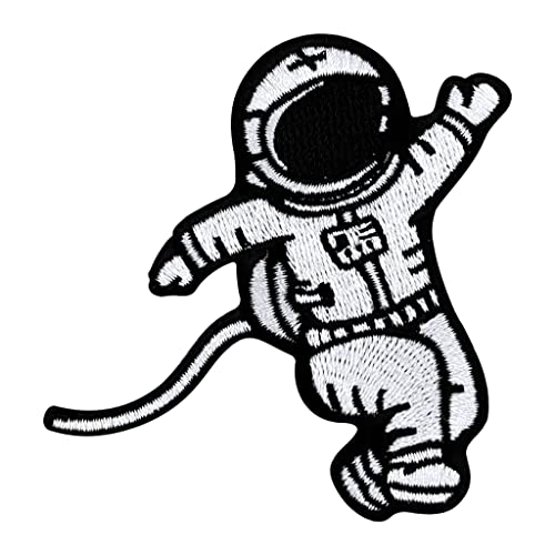 Urbanski Patch Astronaut im Weltall Raumschiff Rakete Planet zum Aufbügeln 7,5 x 7 cm | Aufnäher Applikation Bügelbild von Urbanski