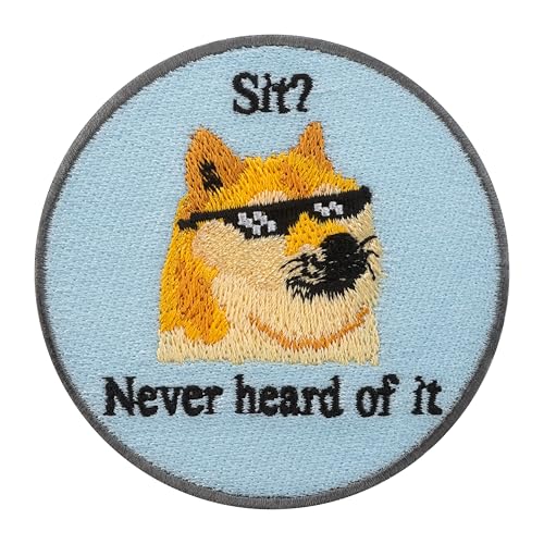 Urbanski Patch Cool Dog Sit? Never Heard of It zum Aufbügeln 7,4 x 7,4 cm | Aufnäher Applikation Bügelbild von Urbanski