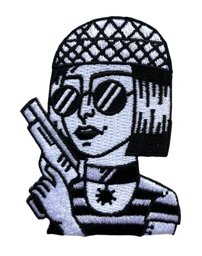 Urbanski Patch Cooles Mädchen mit Pistole zum Aufbügeln 7,8 x 5,4 cm | Aufnäher Applikation Bügelbild von Urbanski